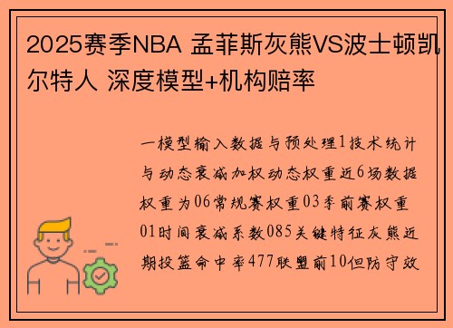 2025赛季NBA 孟菲斯灰熊VS波士顿凯尔特人 深度模型+机构赔率